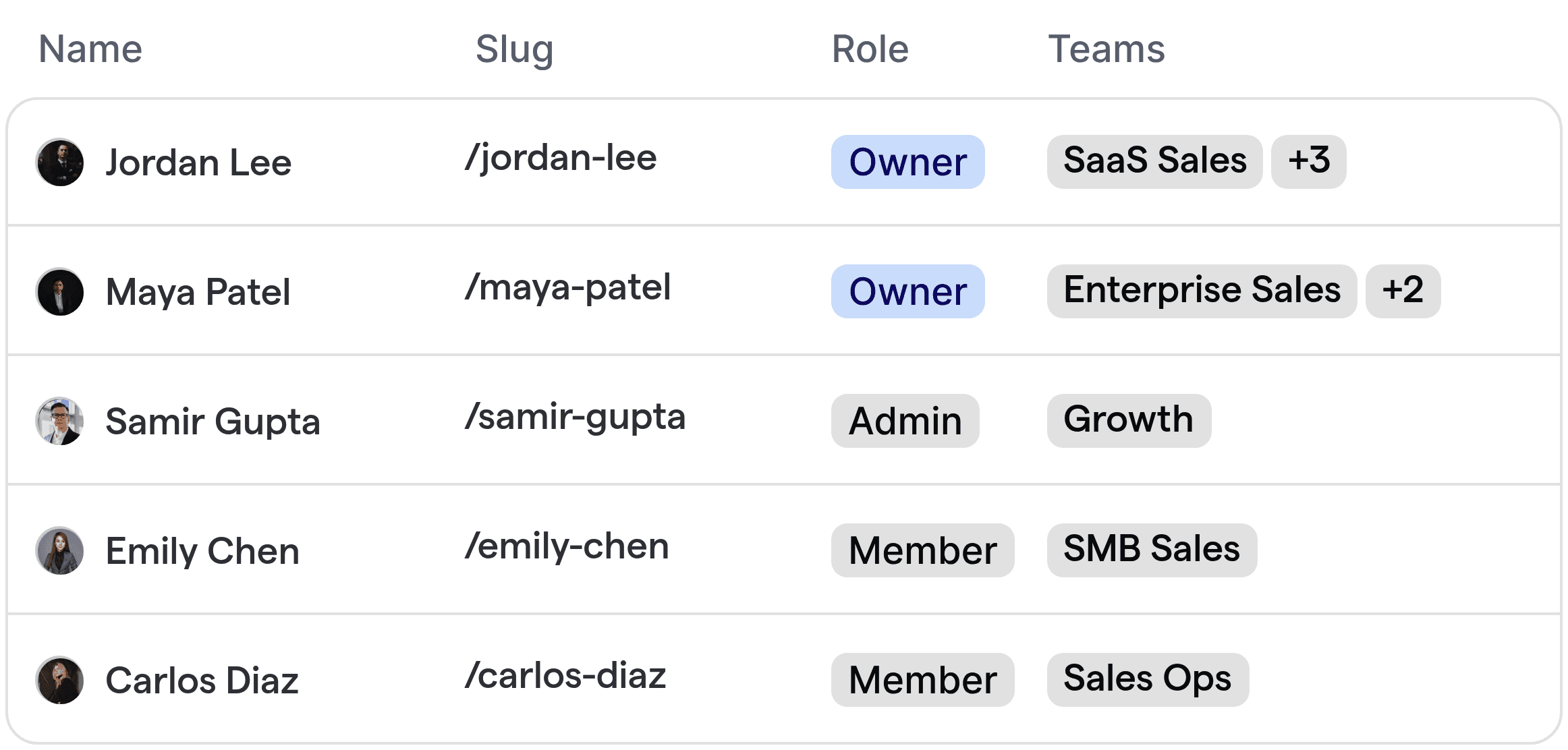 Automated routing workflow displaying SaaS sales team member assignments.