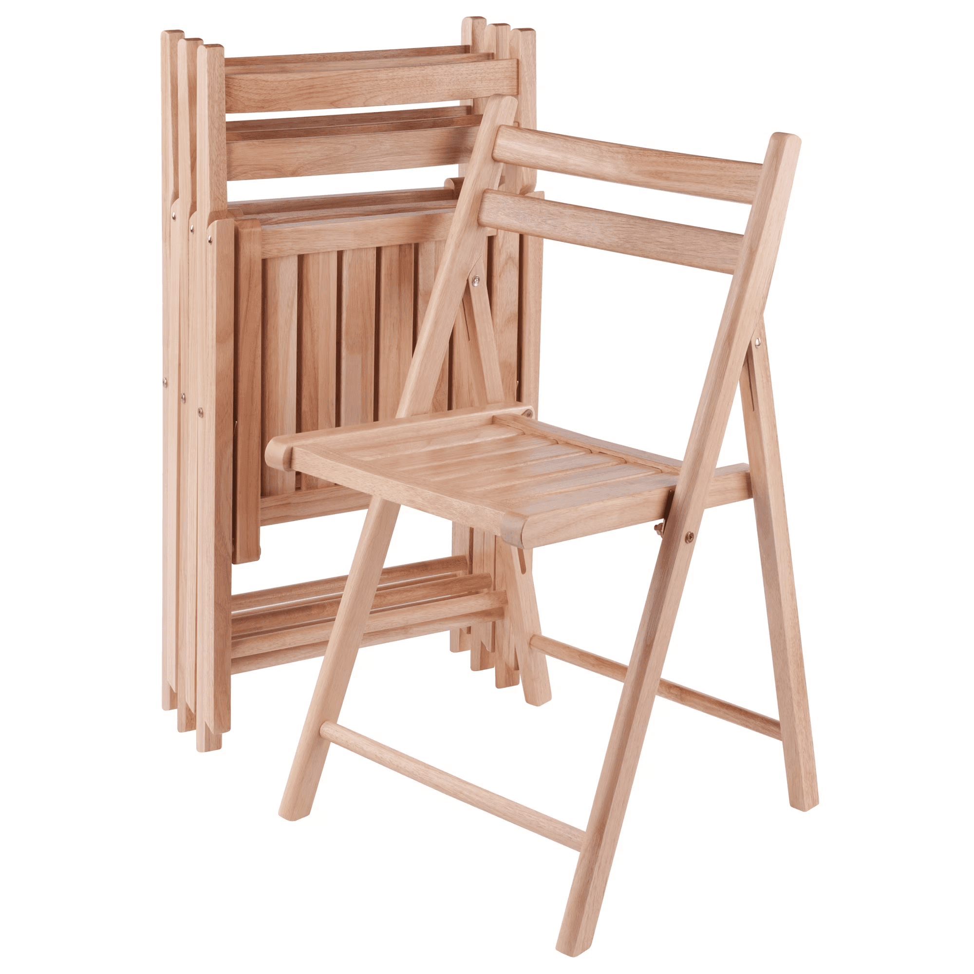 Wooden folding director’s chair against a white studio wall