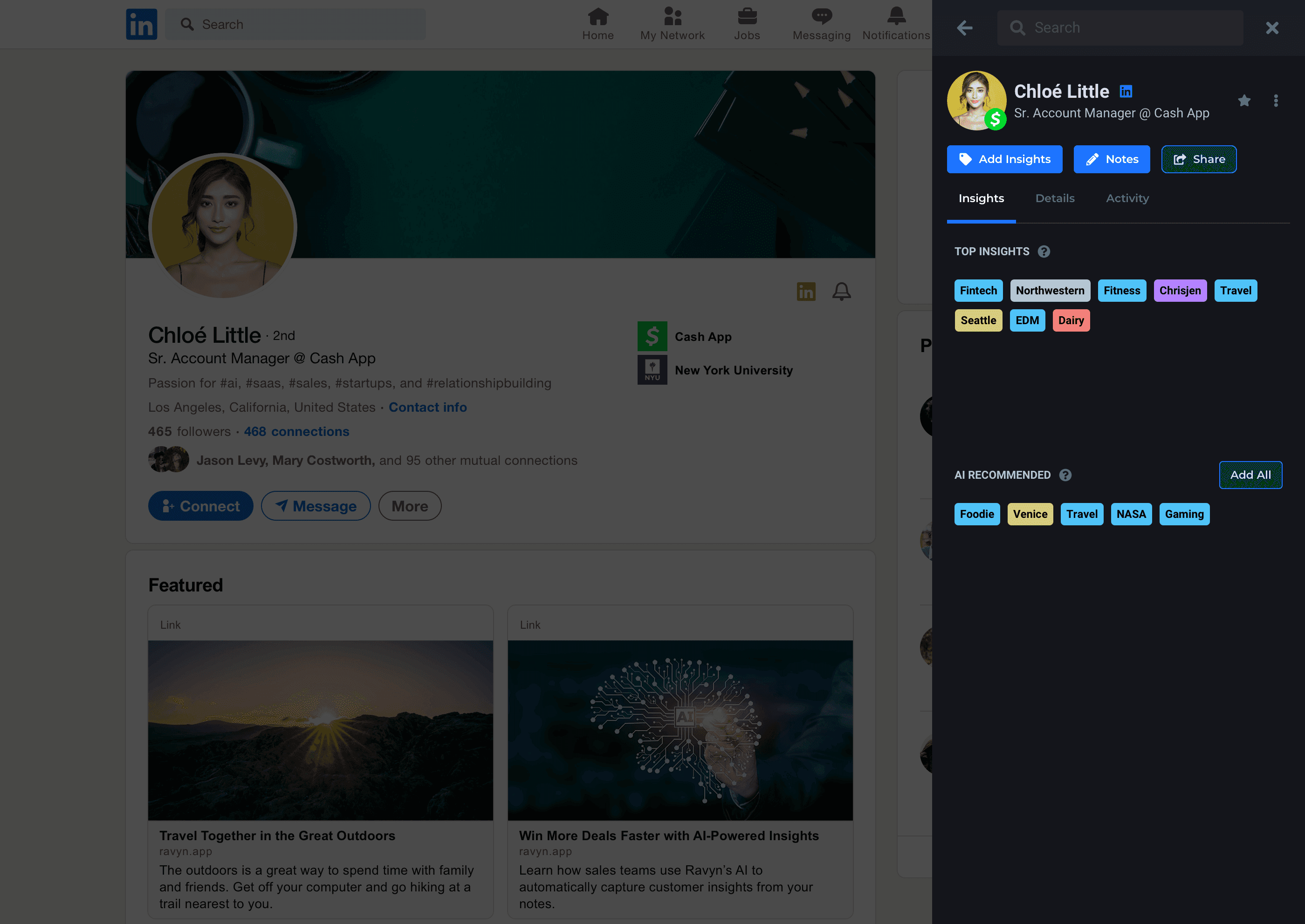 Ravyn Chrome extension side panel