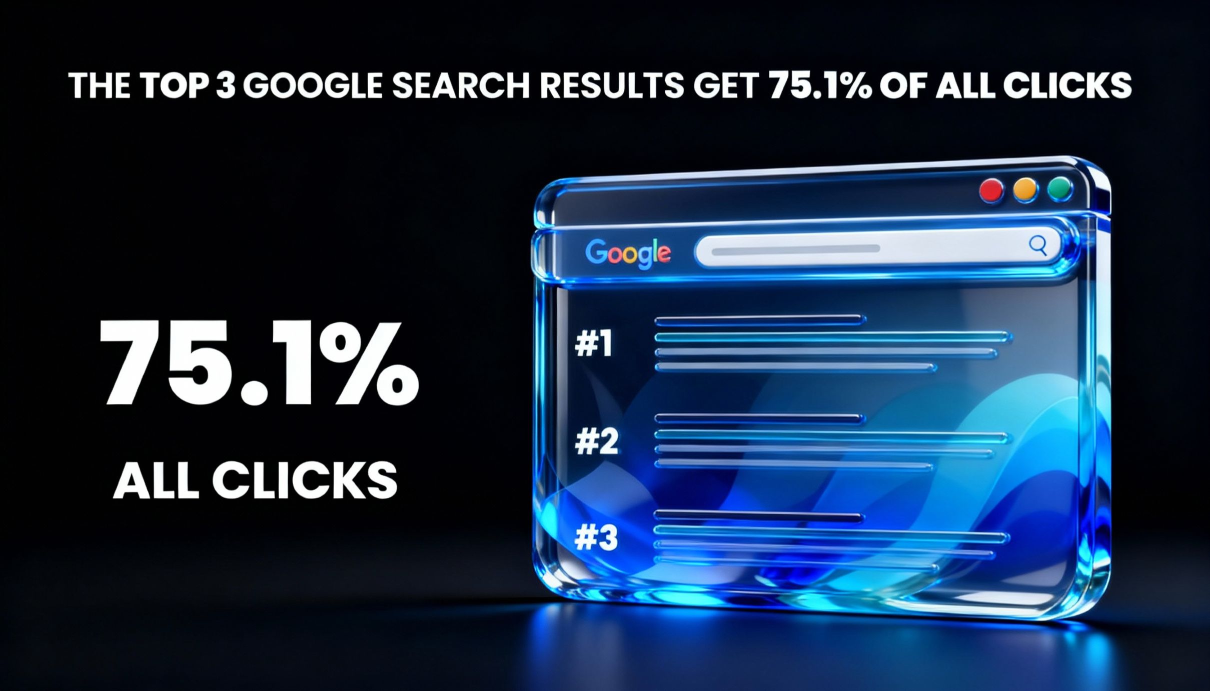 The top 3 results on any Google search receive around 75.1% of clicks