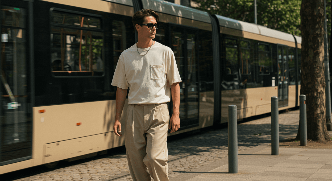 Male model in a gray hoodie, posing casually.