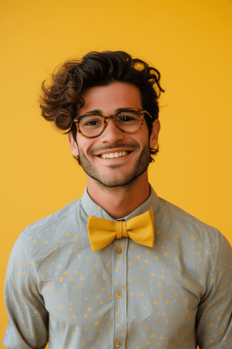 man with a yellow bow-tie