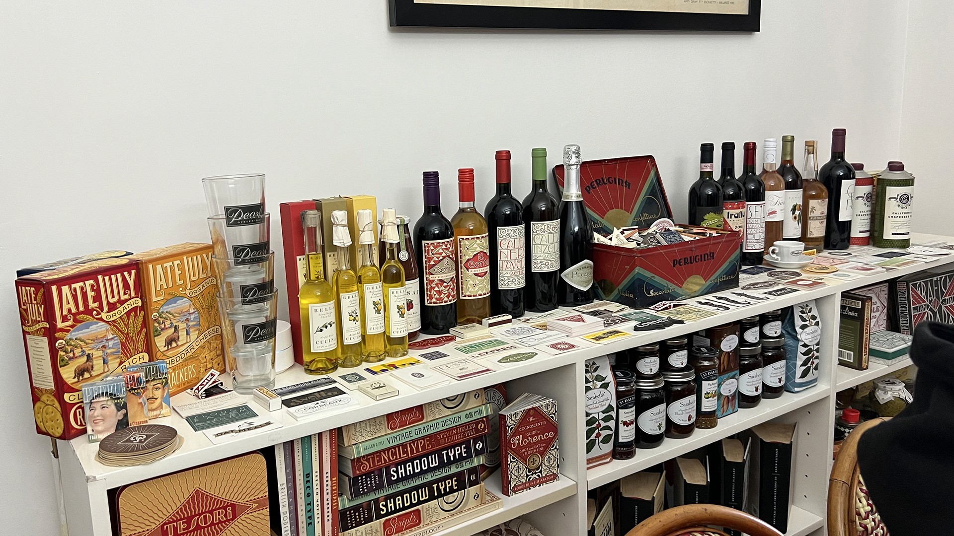 detail photo of products designed by Louise Fili at her studio