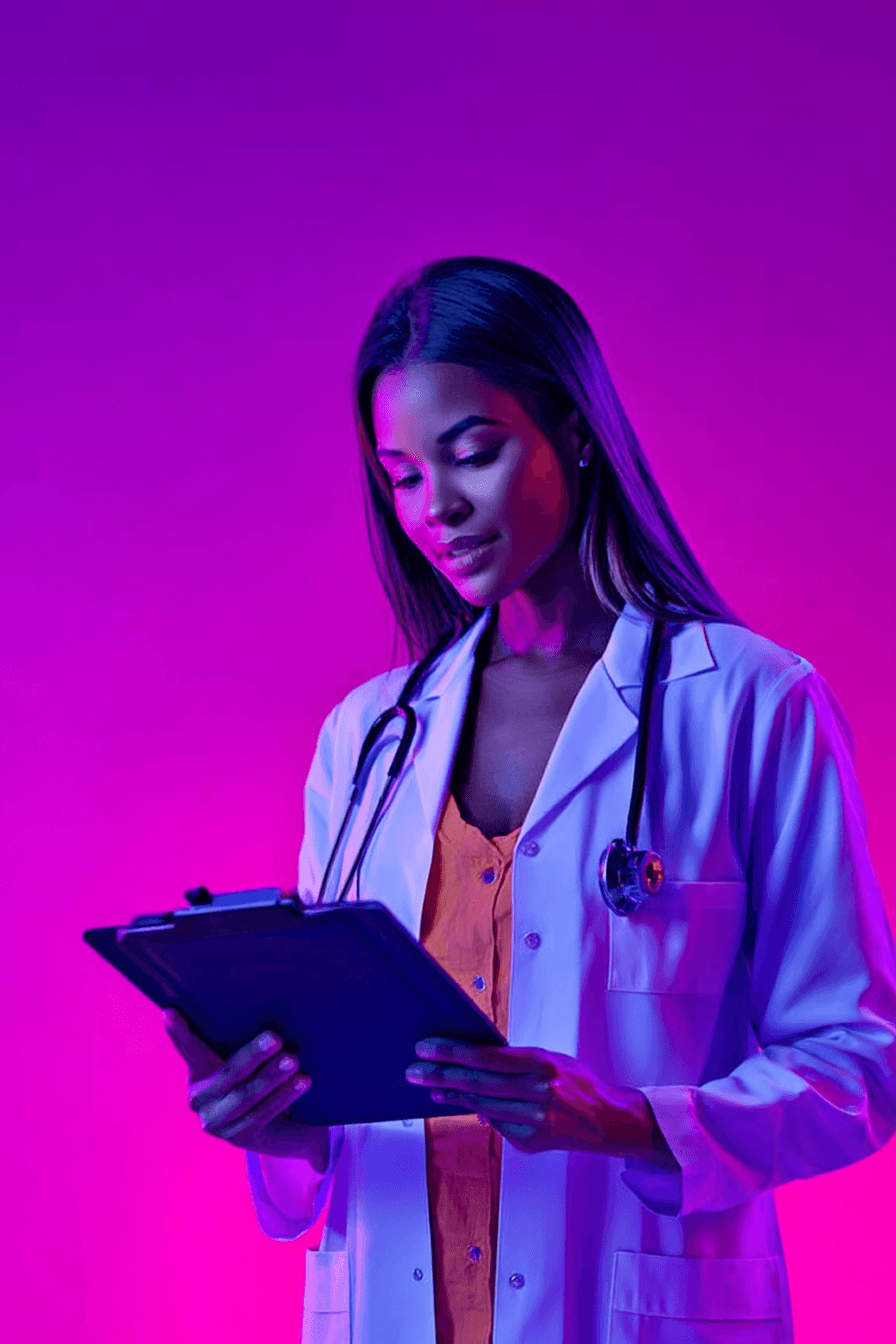 A doctor looking at the diagnosis