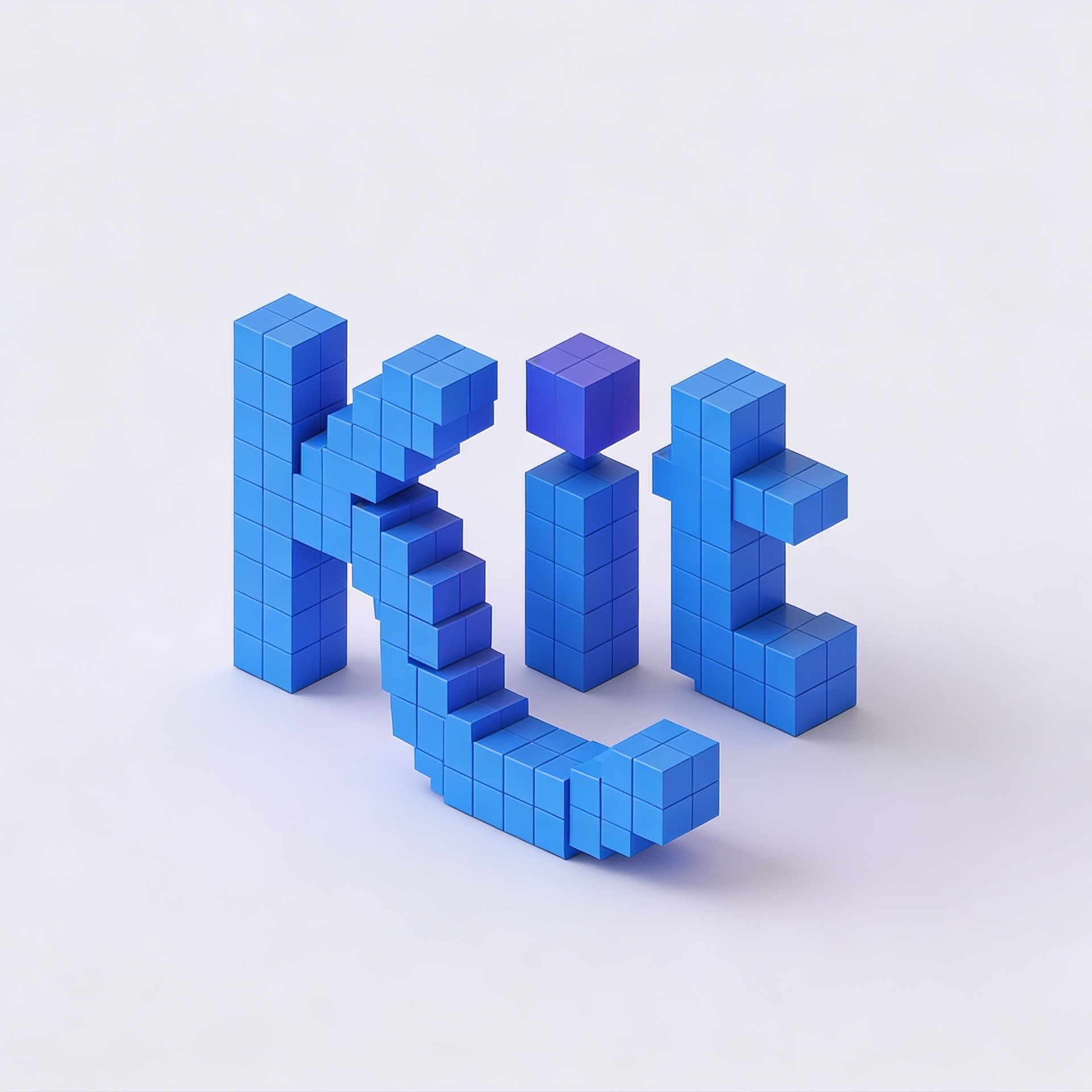 Blue voxel Kit logo symbolizing email marketing for creators