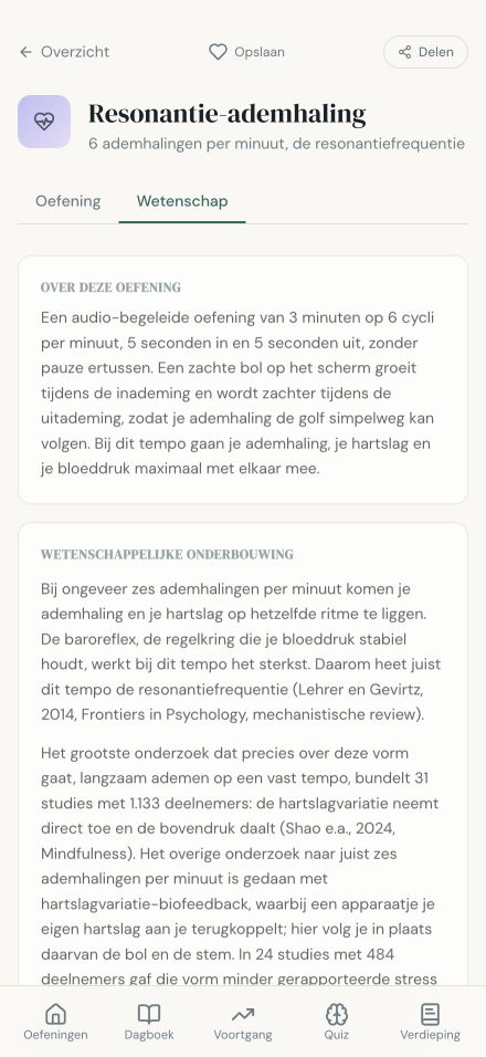 Wetenschappelijke achtergrond en bronnen bij resonantie-ademhaling