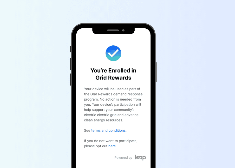 A phone screen: You're enrolled in grid rewards