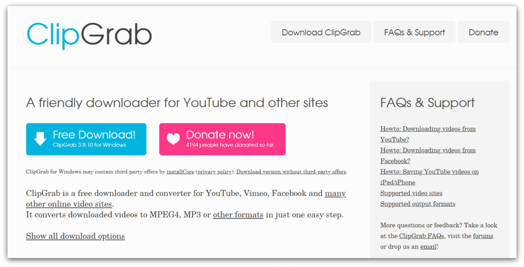 ClipGrab facebook video downloader