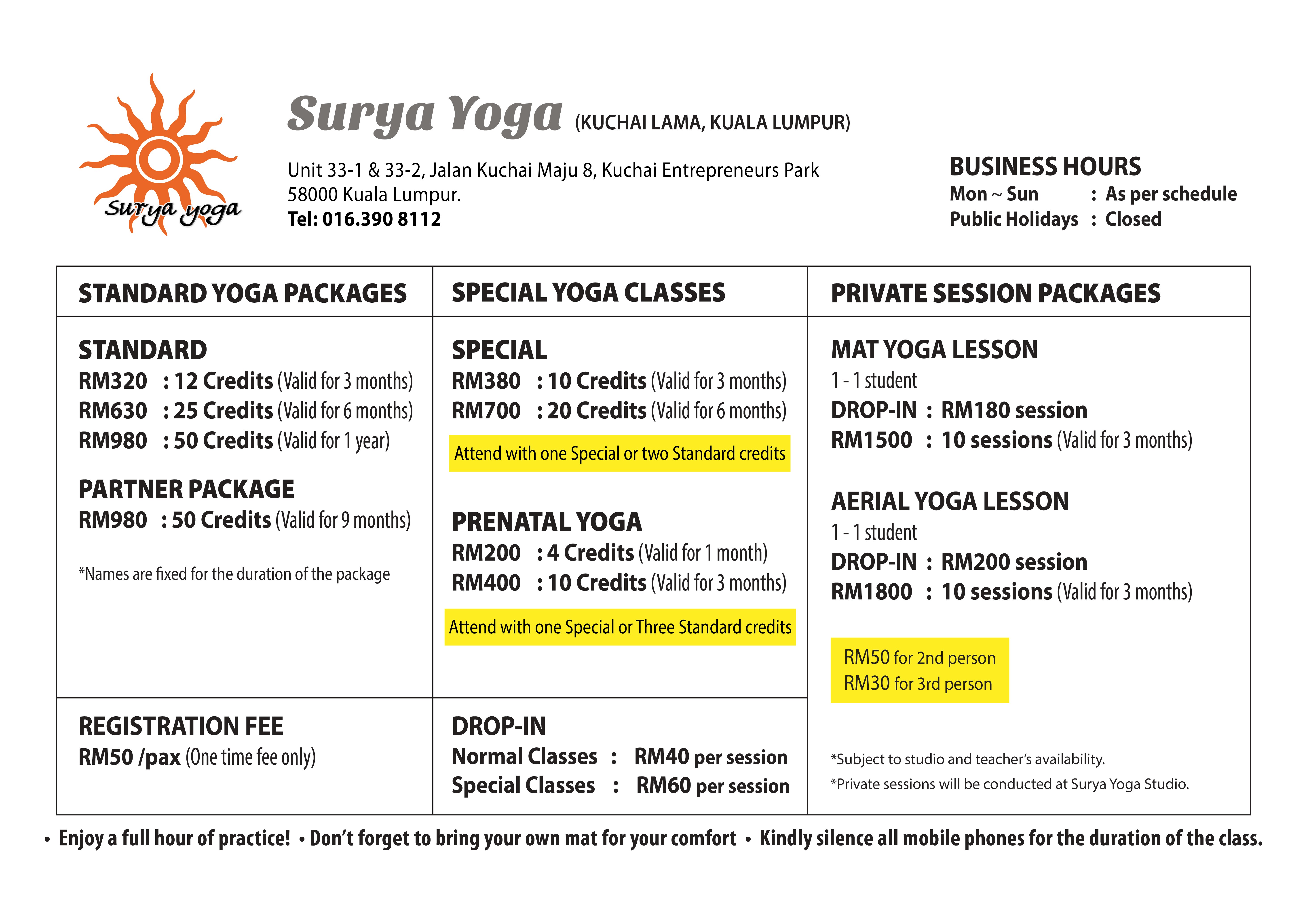 Surya Yoga Kuchai Pricing
