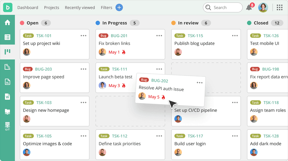 Backlog's kanban interface
