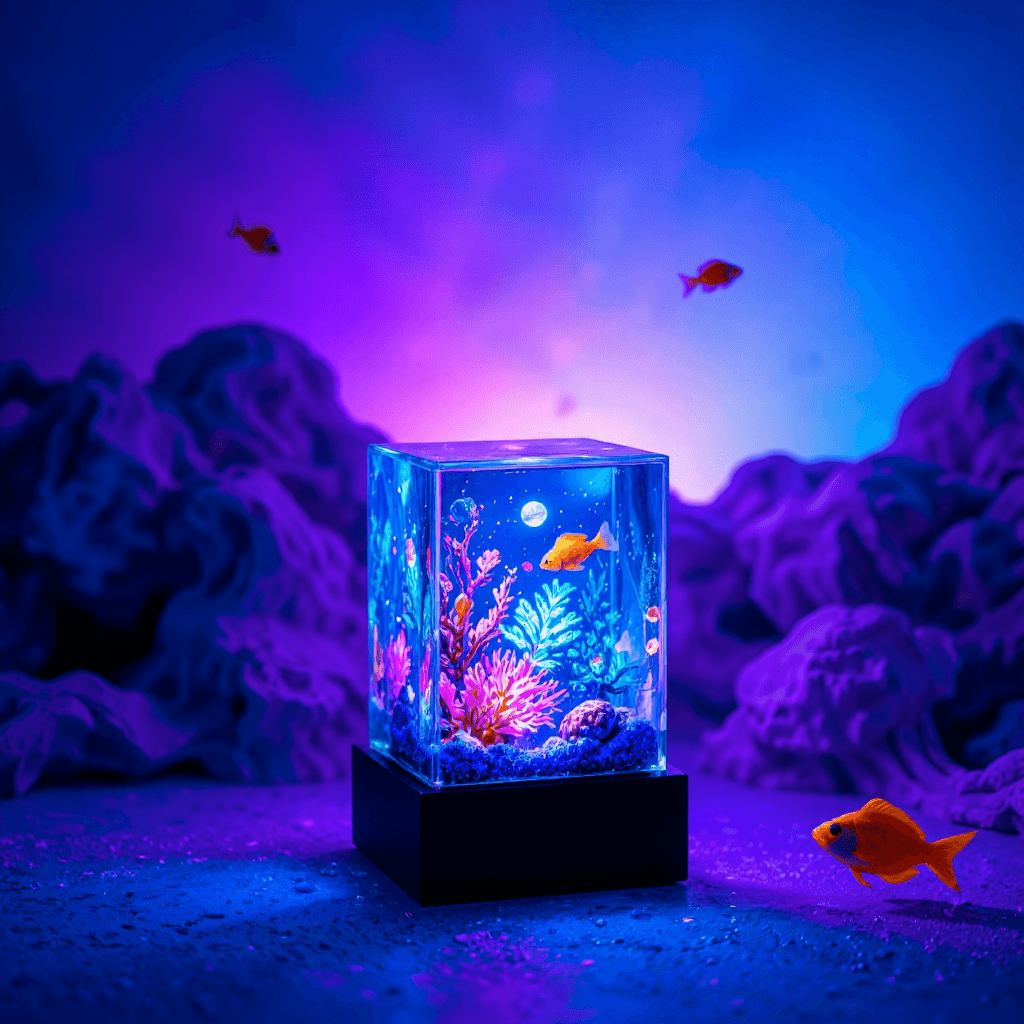 product photography of a decorative light with aquatic theme