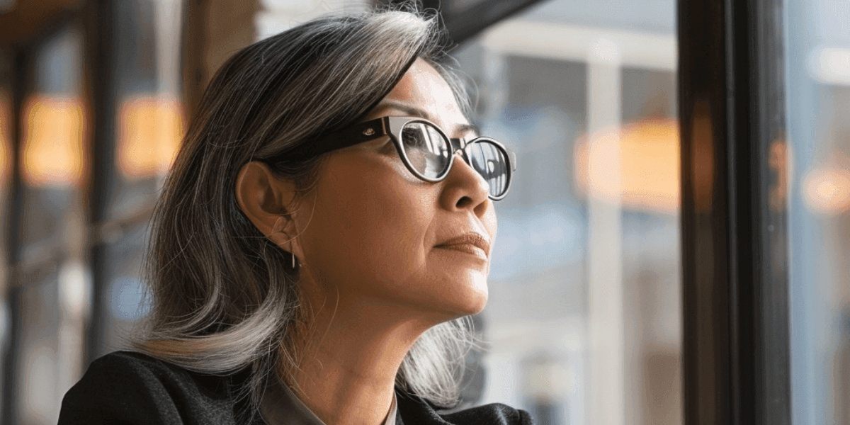 Midlife Woman staring at the window