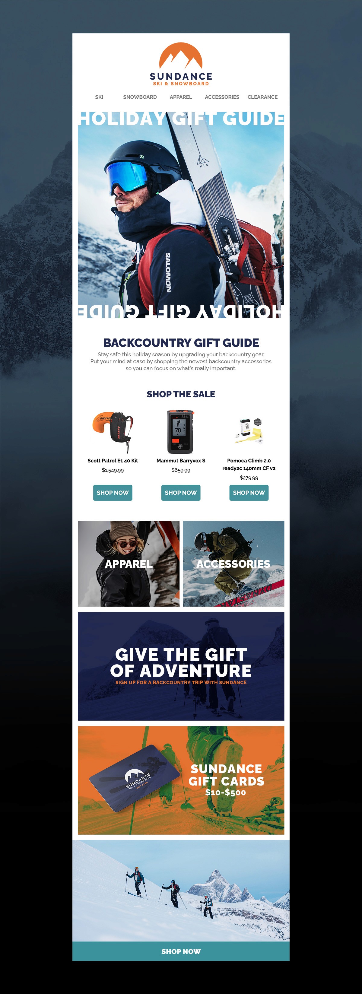 Sundance Holiday Gift Guide Email