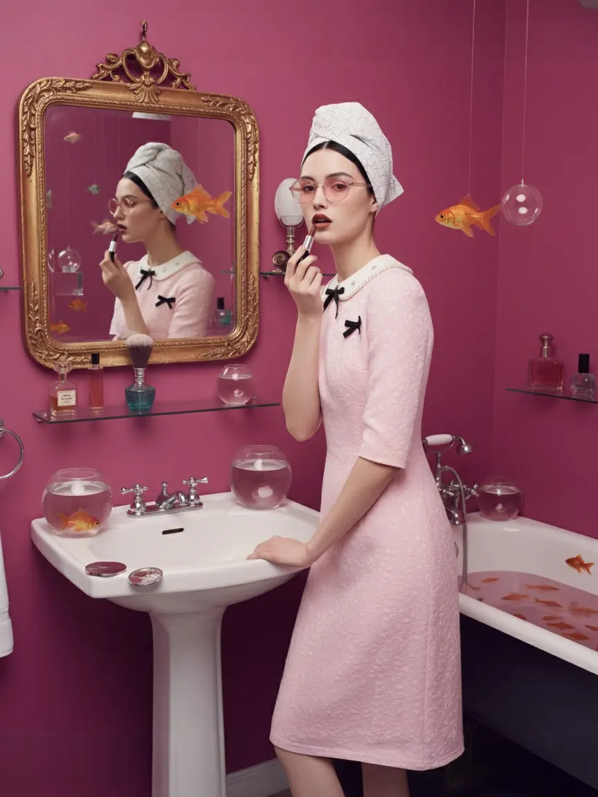 scene4-ai product photography-lipstick campaign creation-high fashion model in a surreal aquarium-6