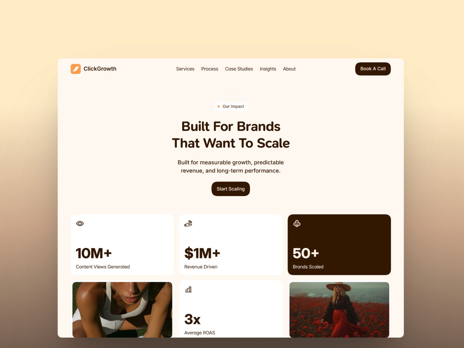 ClickGrowth — 现代动效作品集网站设计灵感