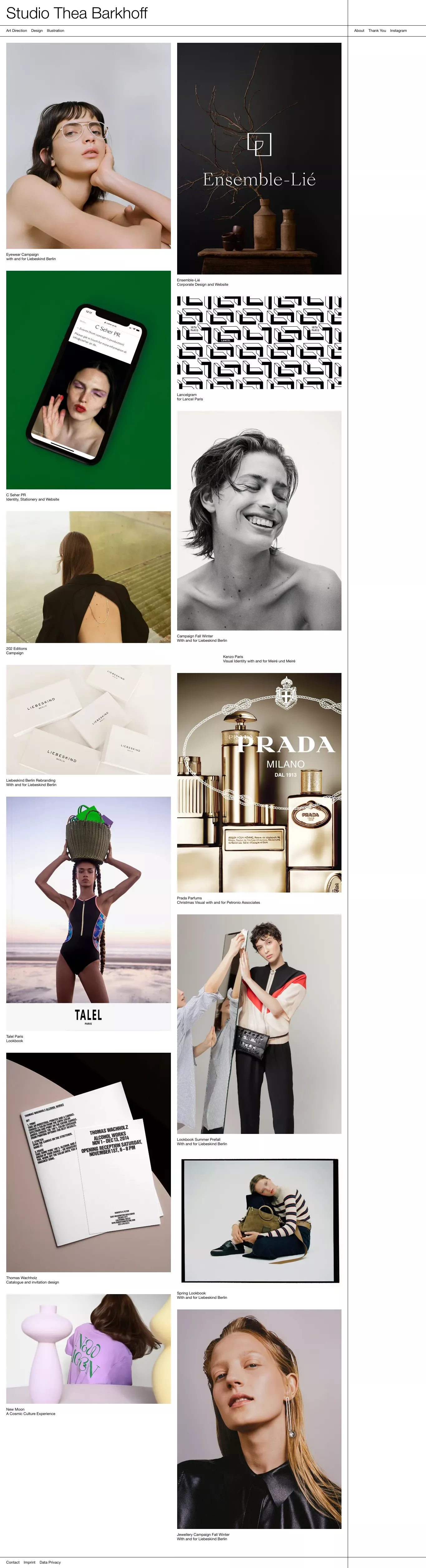 Studio Thea Barkhoff  - Main portfolio page screenshot showcasing Photography and Design design