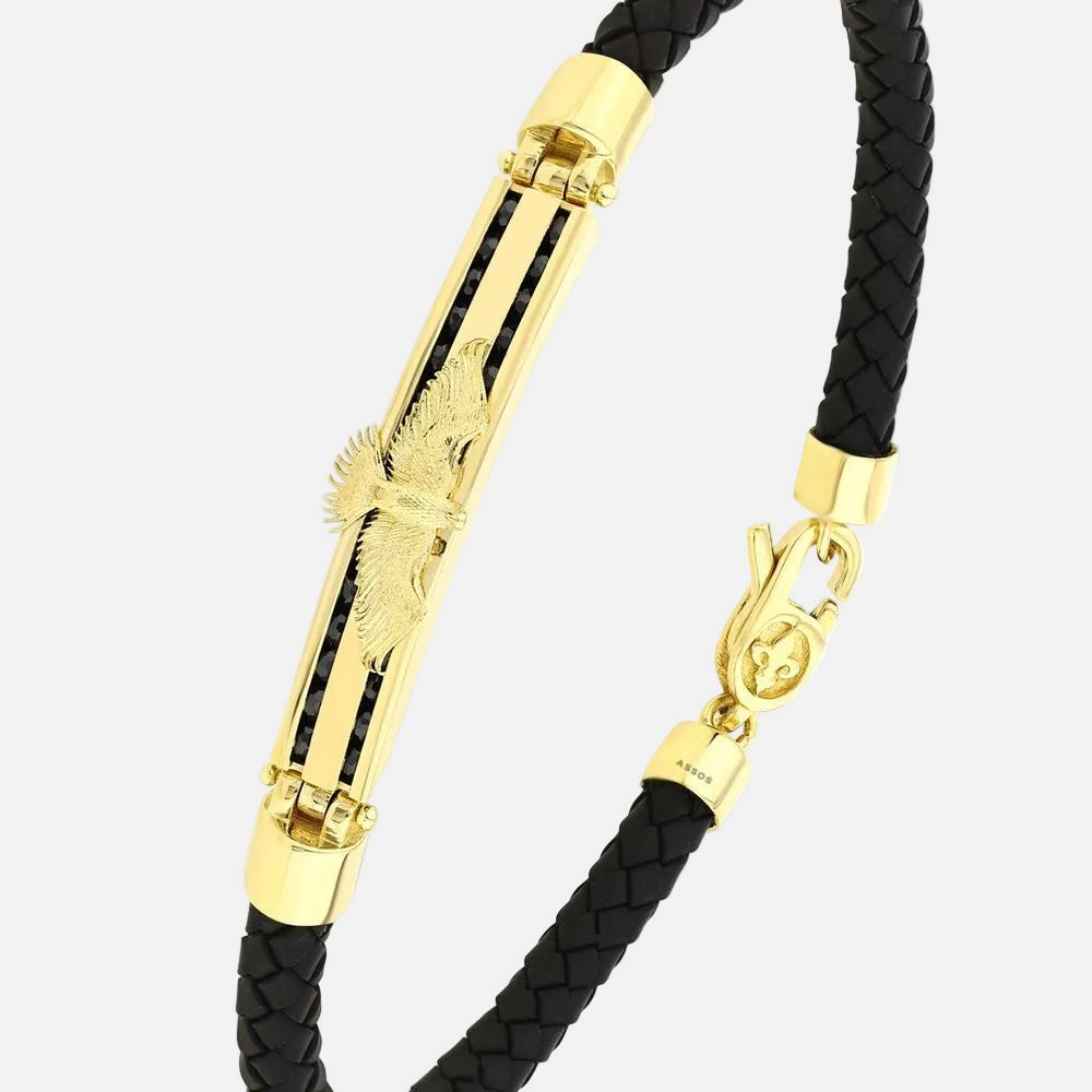 Assos Pırlanta 14 Ayar Altın Şık Tasarım Erkek Bileklik Modeli