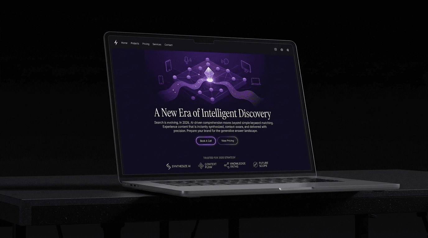 laptop with website showing AI