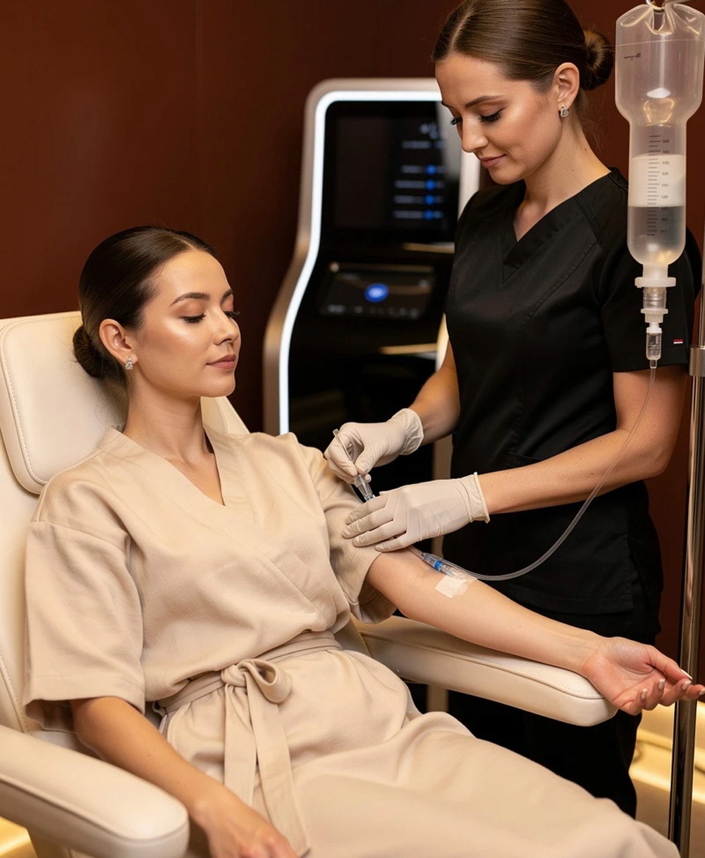 girl getting makeup done