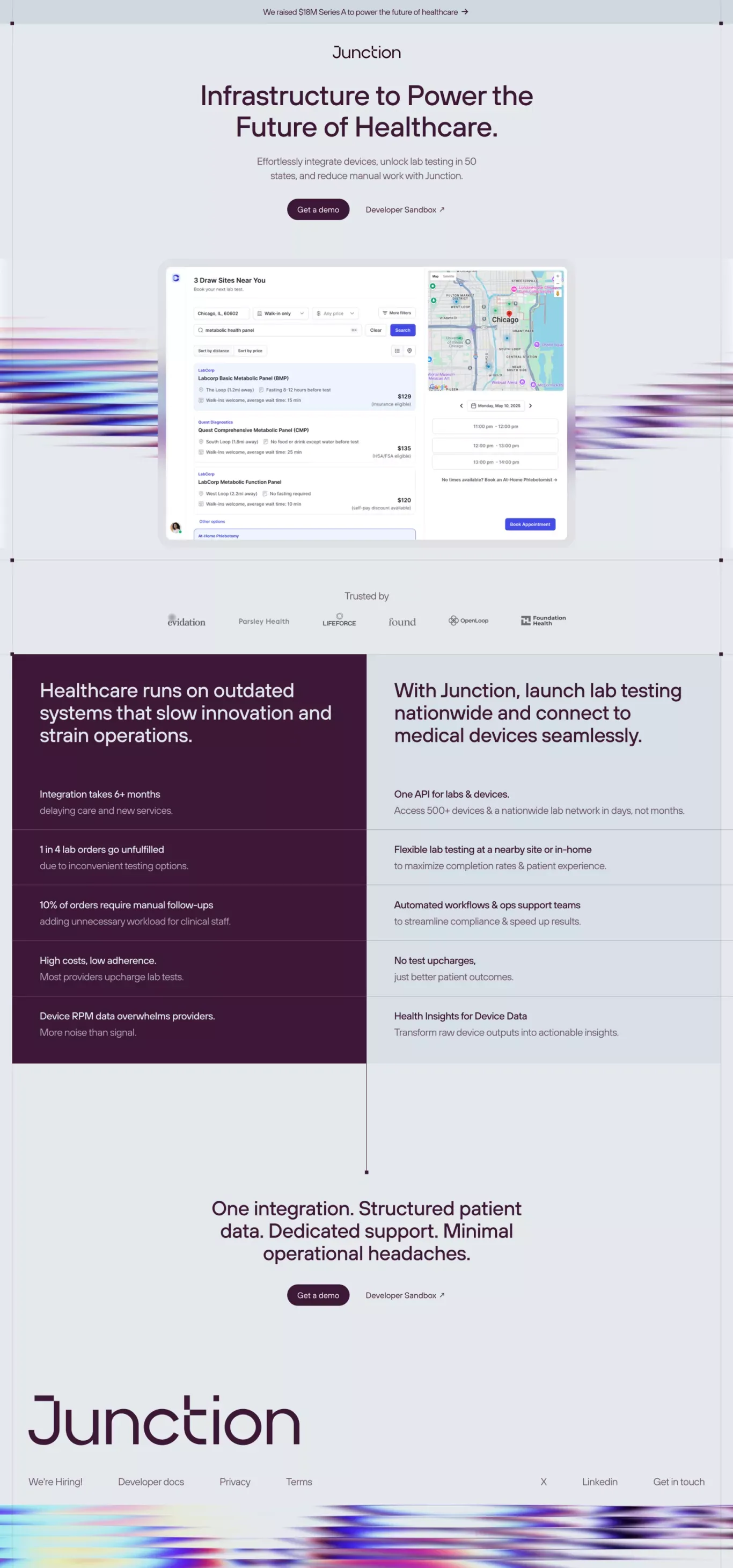 Nationwide Lab Testing & Data From 500+ landing page screenshot showcasing Health & Fitness and Medical design
