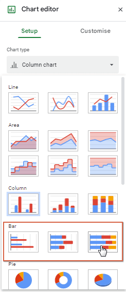 Select a Bar Chart from the list.