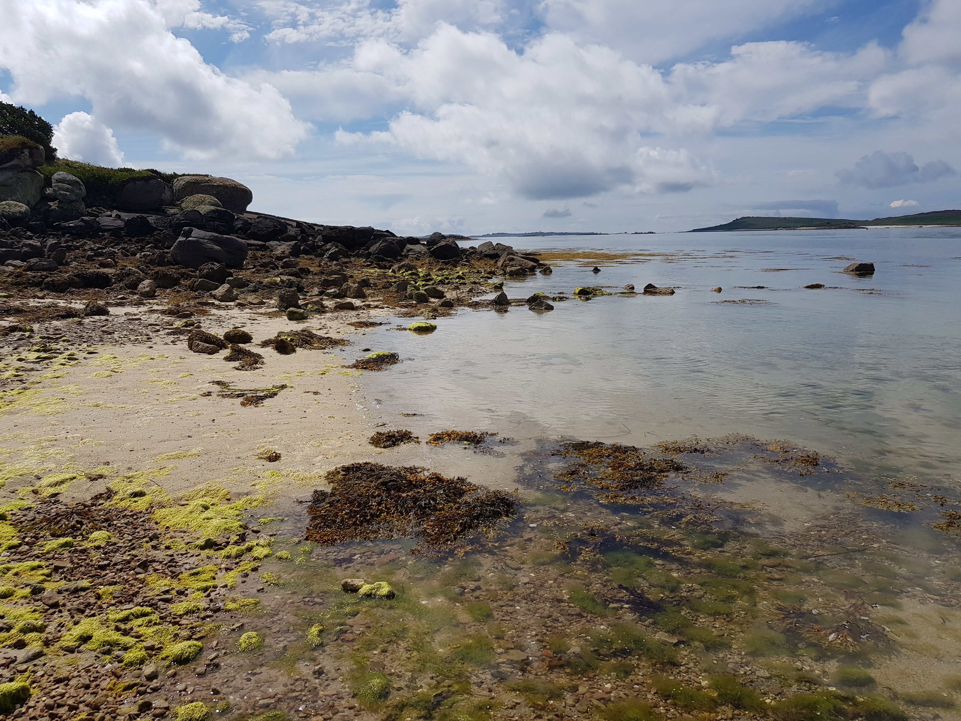 blue sky and white clouds over the sea