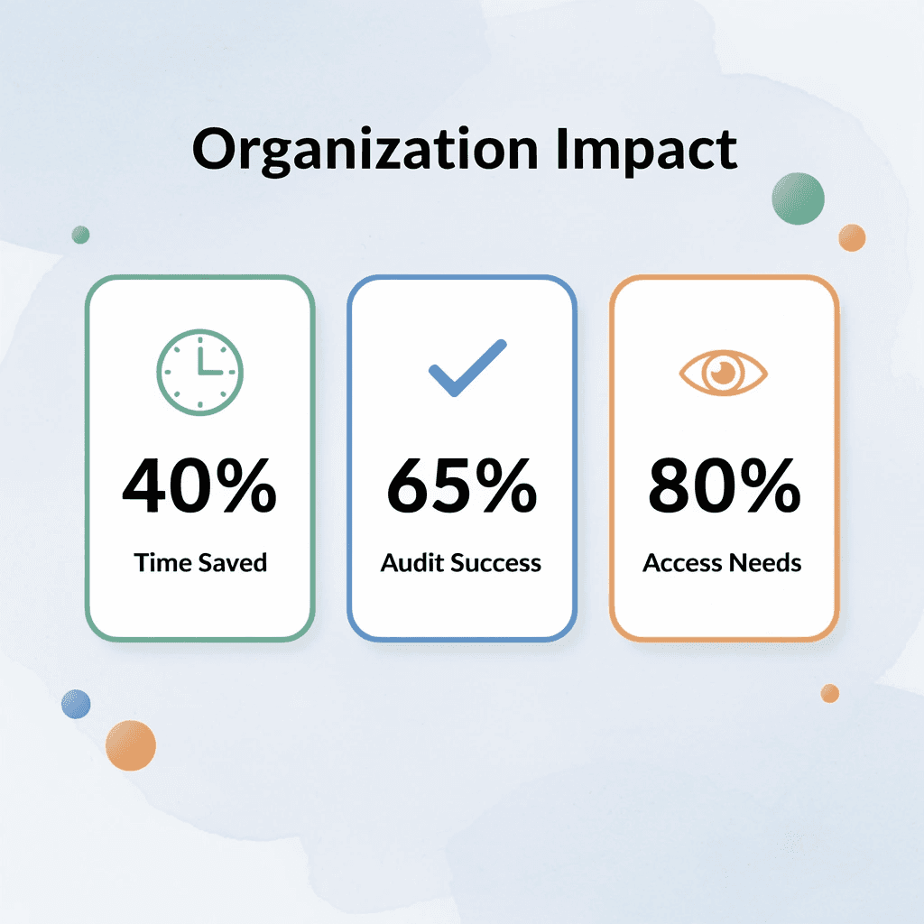 Statistics showing organizational impact metrics - AI Document Review