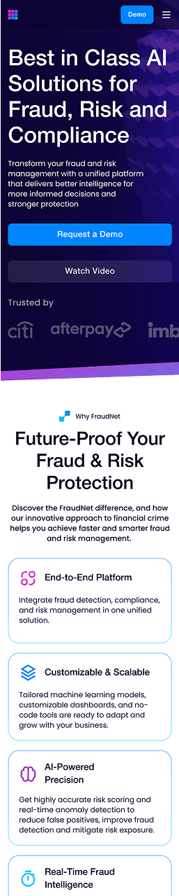 Home screen for fraudnet mobile app