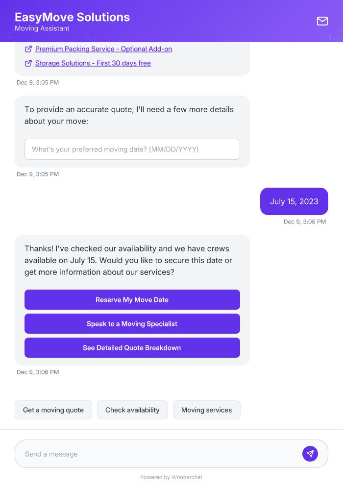 Moving Company AI Agent Template