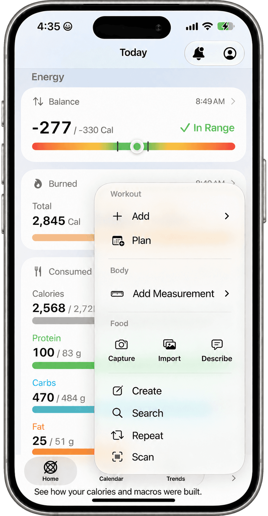 Reload balance and add screen