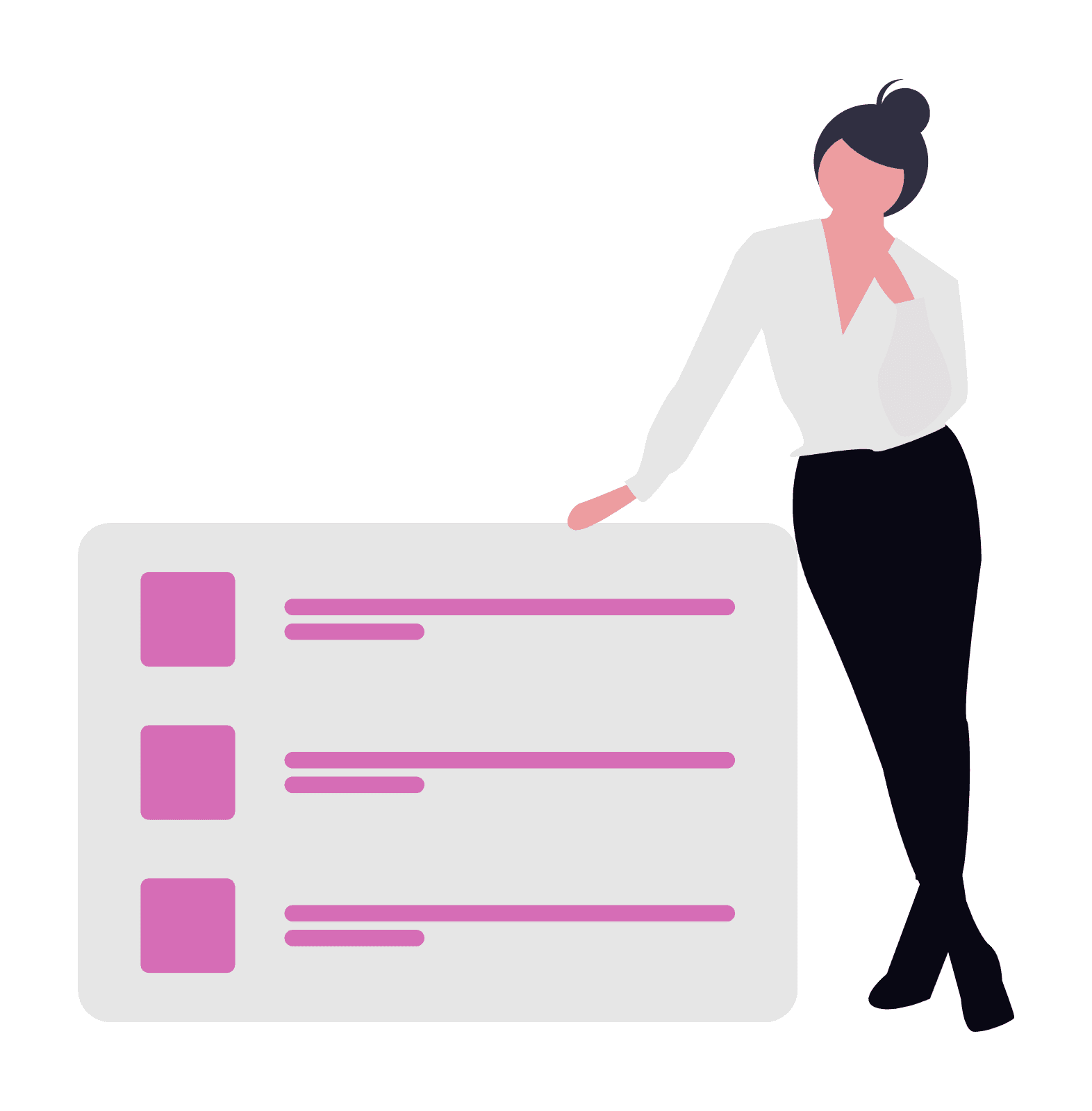 Illustration of a recruiter reviewing a structured candidate list or hiring checklist