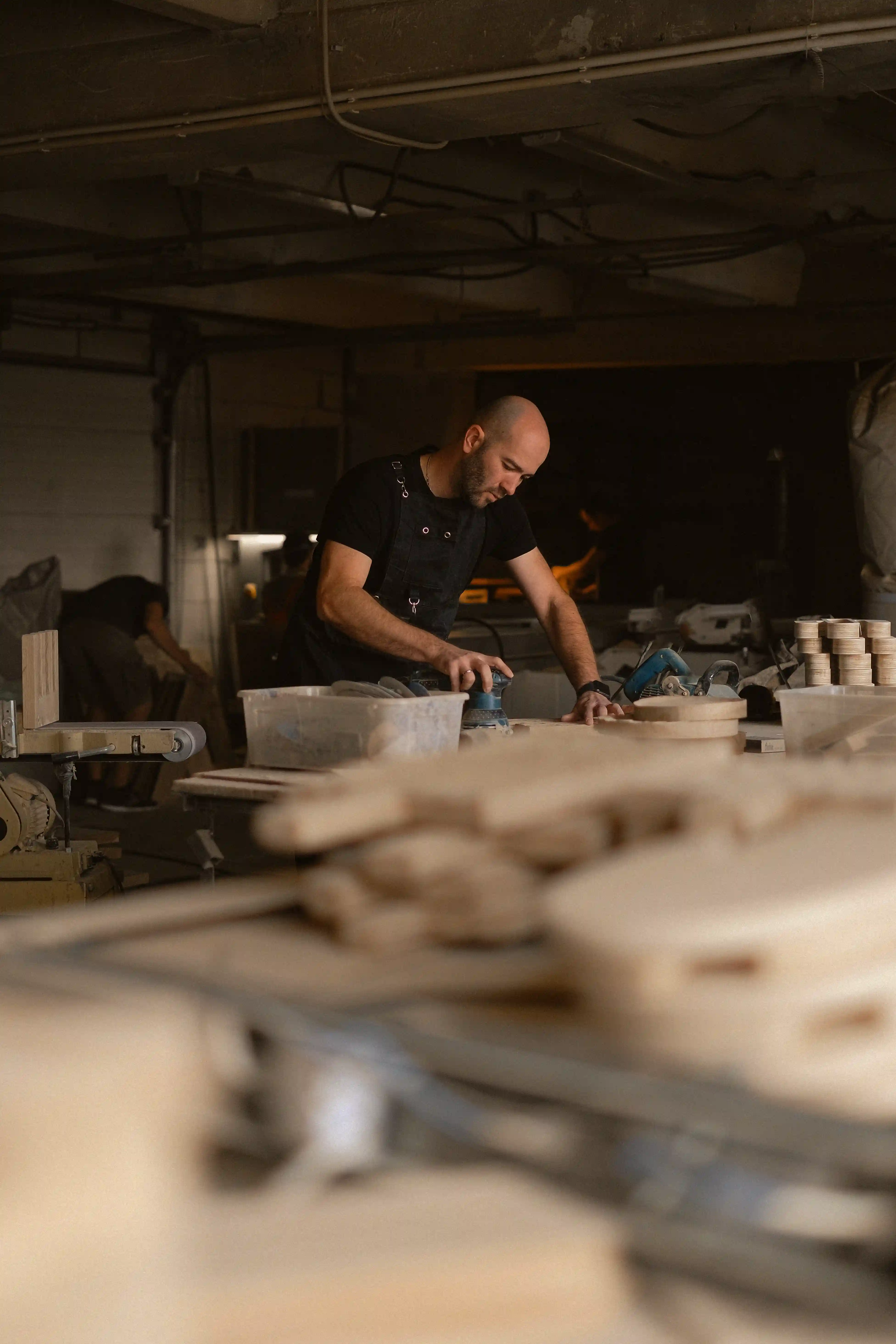A view of a factory worker doing work