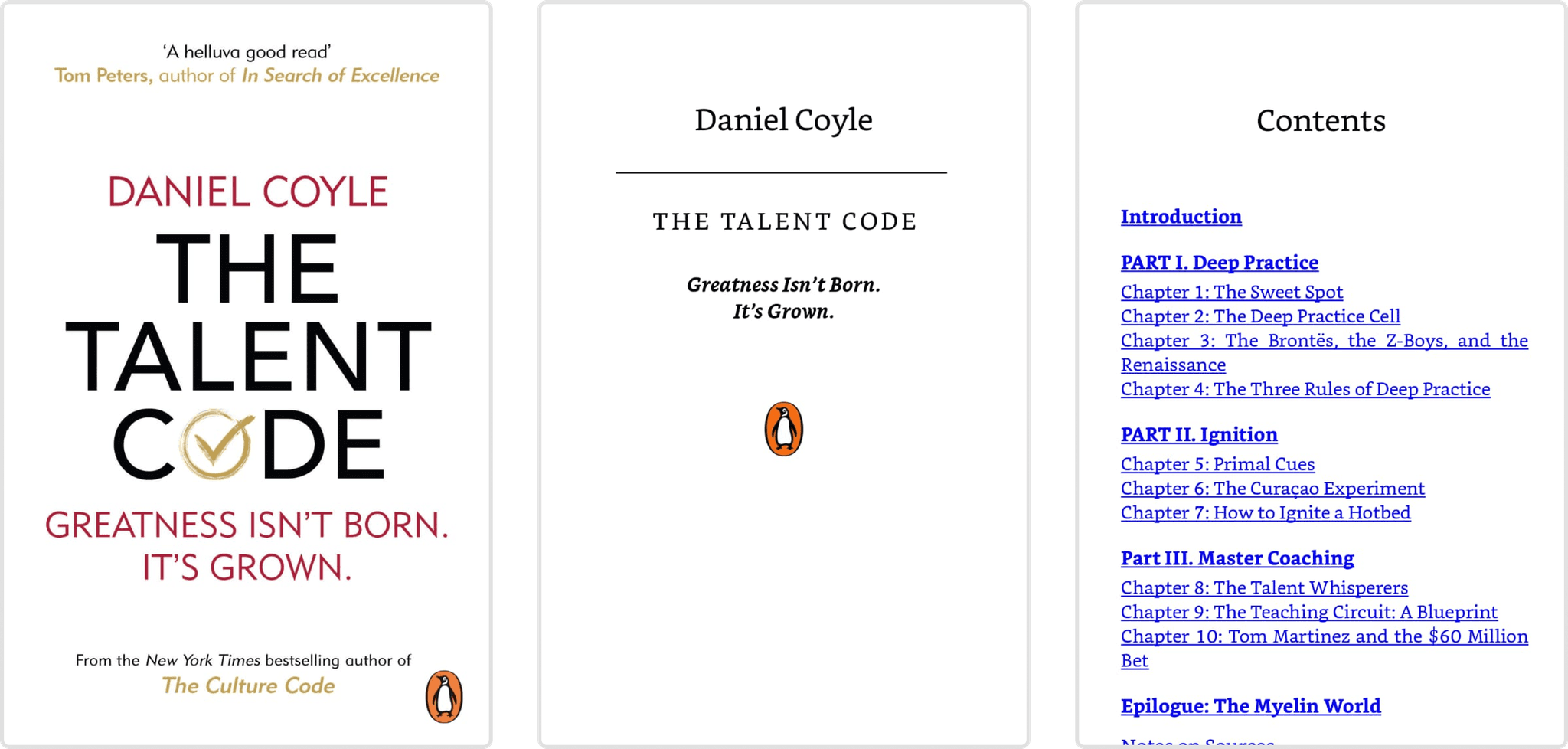 Cover images of the book Talent code