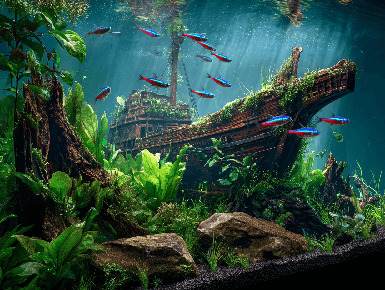 A beautifully aquascaped fish tank