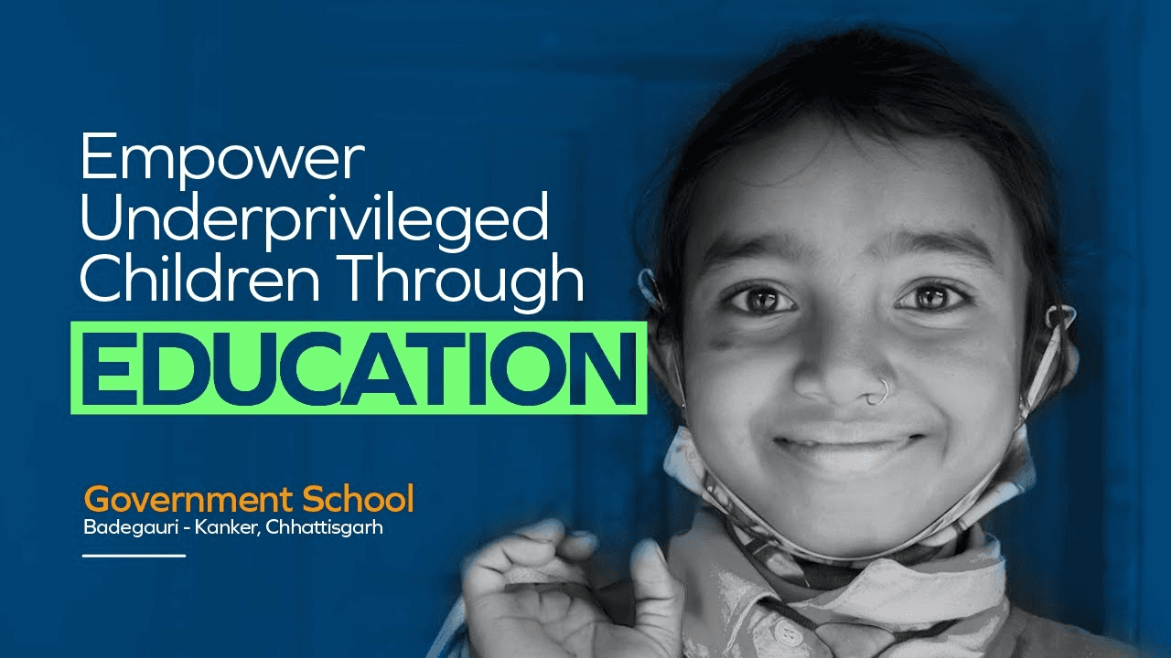 Child from a government school supported through educational initiatives in Chhattisgarh