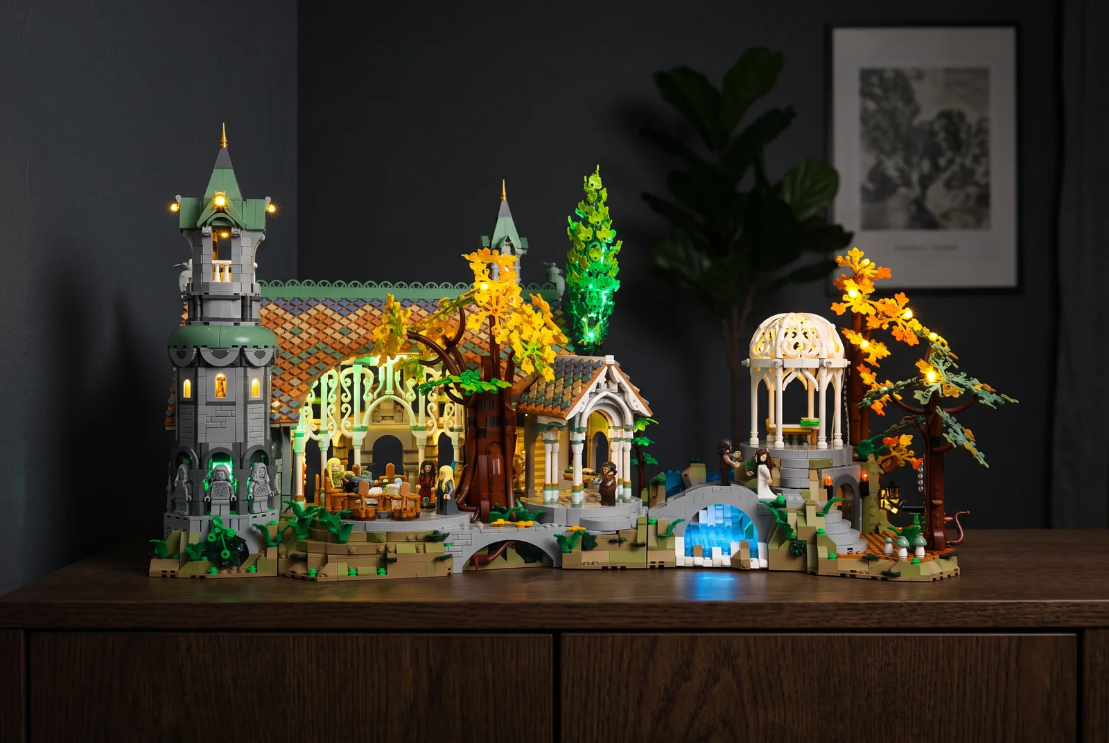 Lego Rivendell med led-lyssett