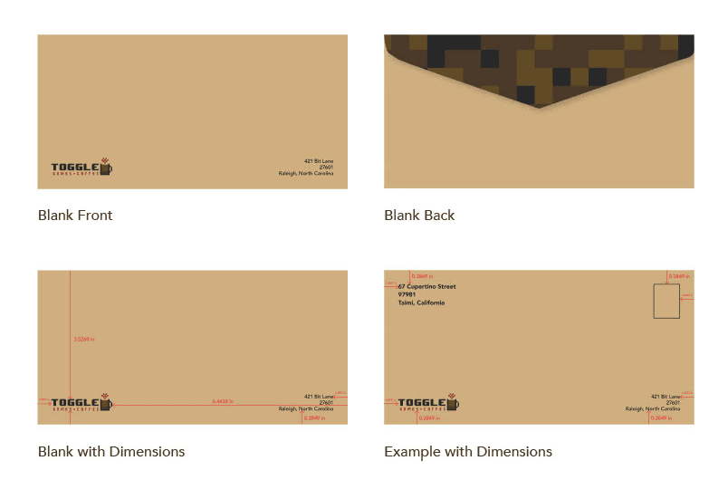 Image from Toggle's identity handbook showcasing envelope designs and layouts.