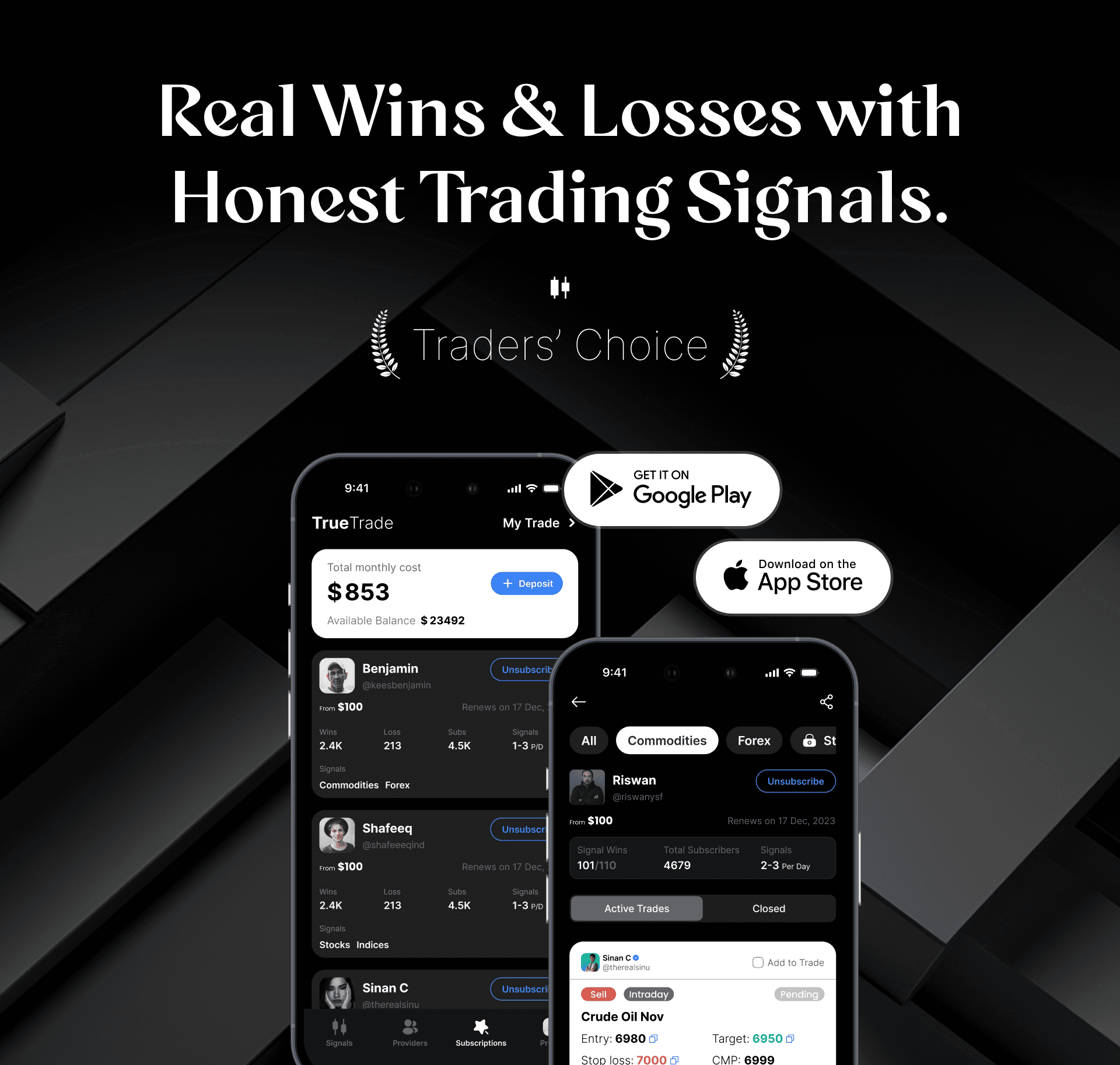 TrueTrader App | Real Wins & Losses with Honest Trading Signals