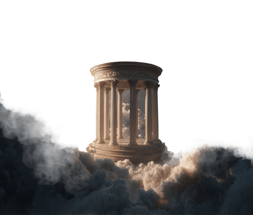 temple in clouds cutout
