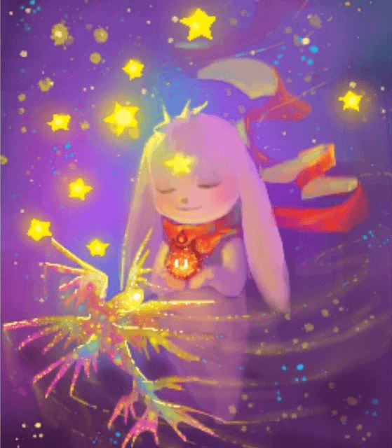 painting of a bunny with stars