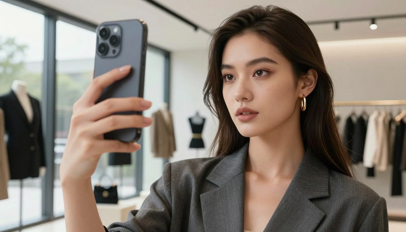 virtual influencer artificial intelligence female model interacting on social media