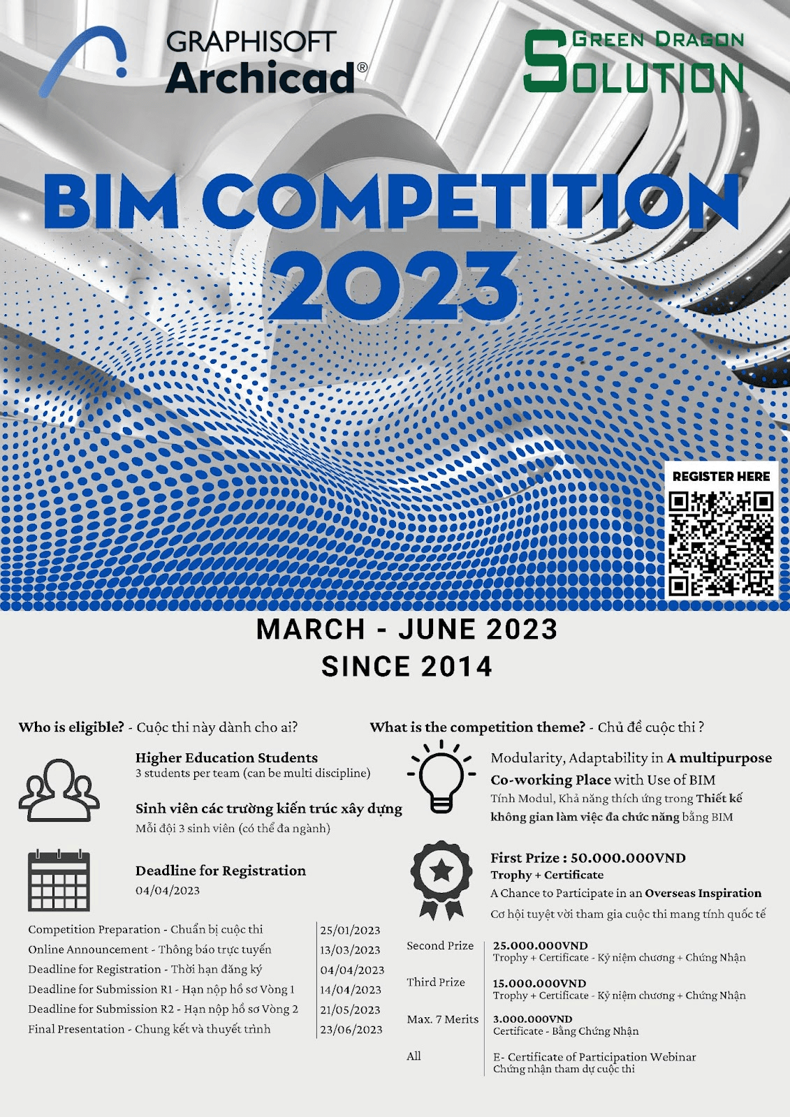 Cuộc thi Archicad BIM 2023, chủ đề: Thiết kế không gian làm việc đa chức năng (A multipurpose Co-working Place)