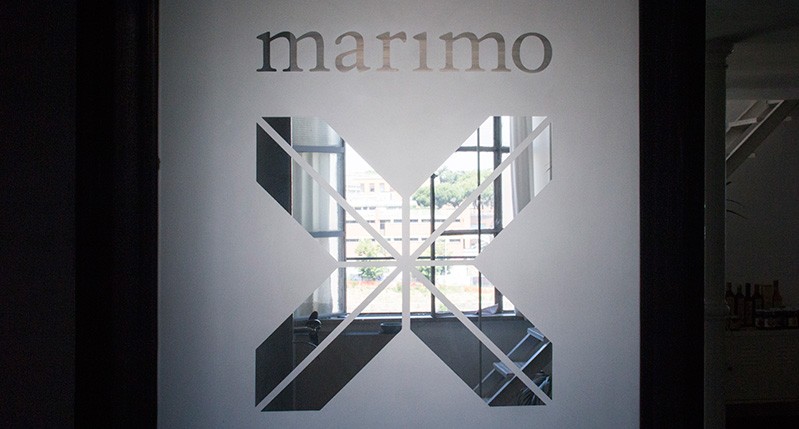 marimo logo on a glass