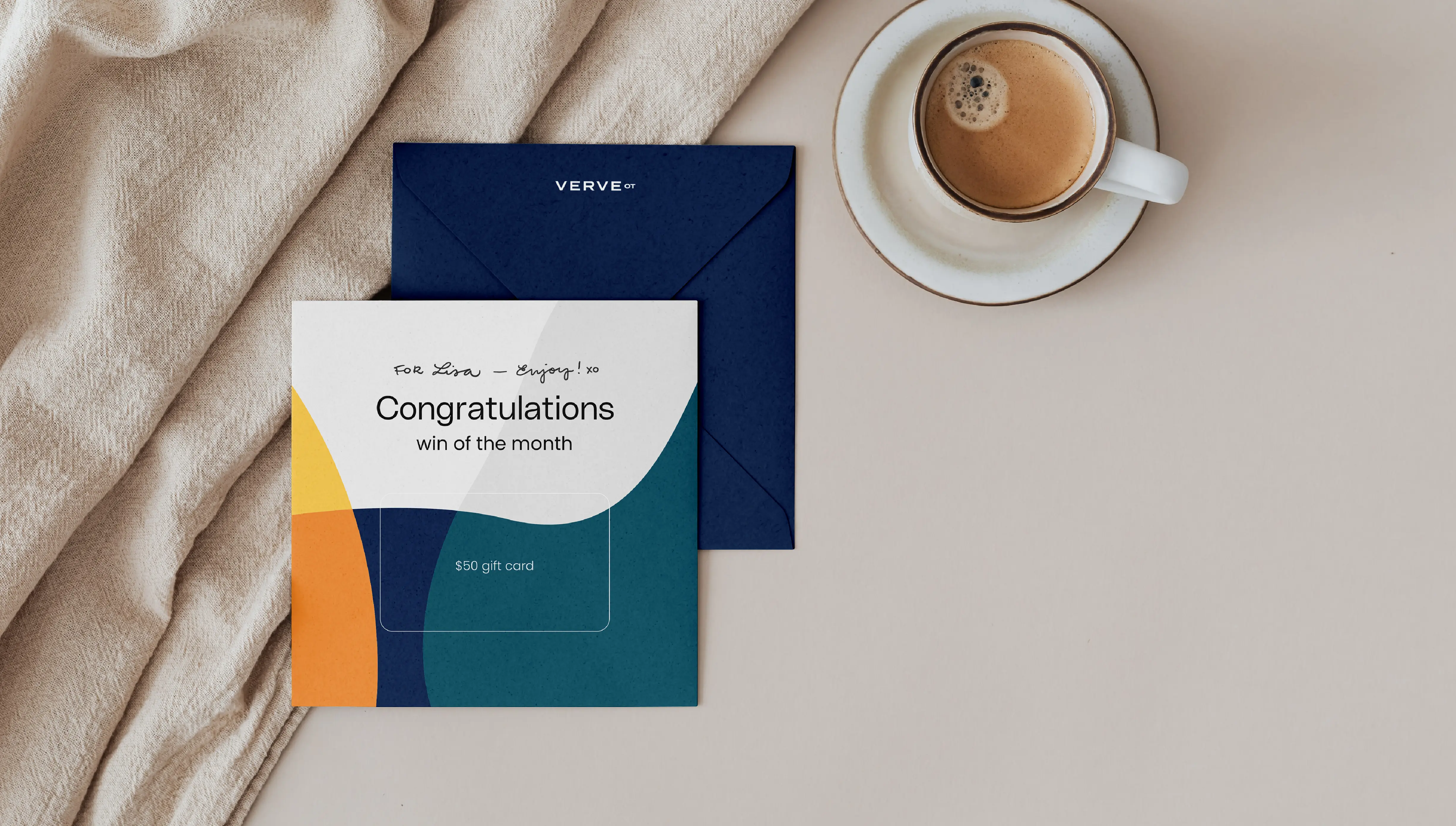 mockup of gift card for verve ot