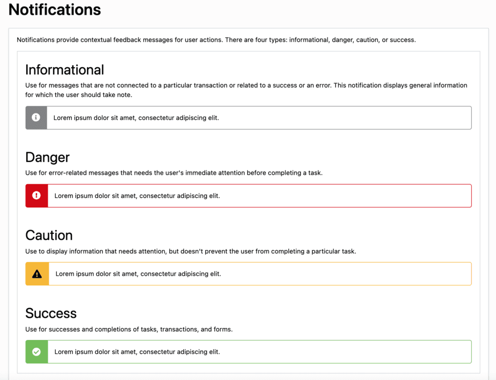 Atlas Design System - Notification Types