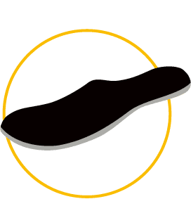 A simple black silhouette of a spoon against a circular yellow and white background.