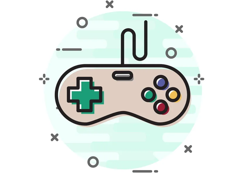 An illustration of a retro-style video game controller, symbolizing gamification, set against a light green background. This image represents the use of game elements and techniques to boost engagement and participation within online communities.