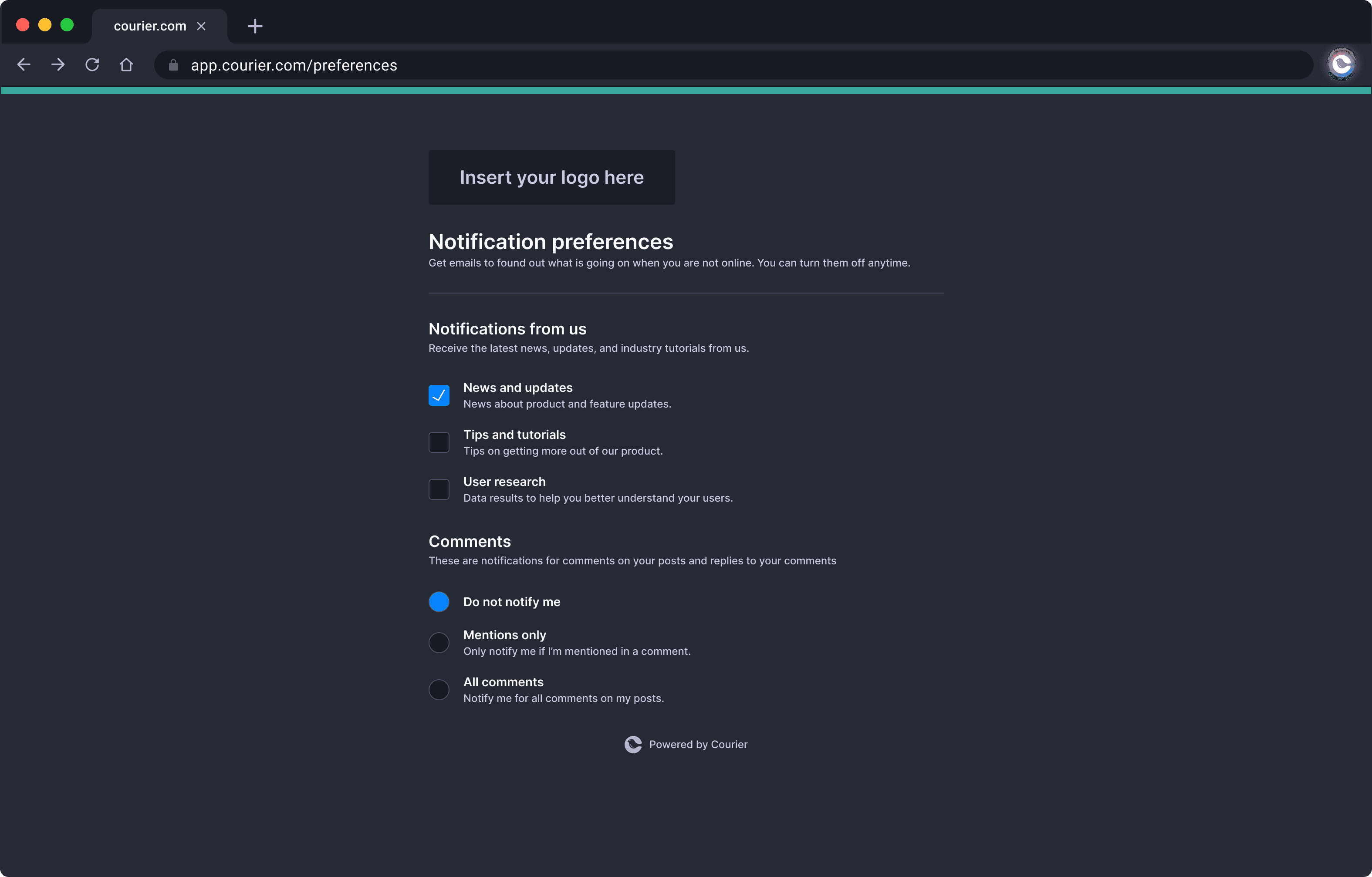 User Preference Management Interface