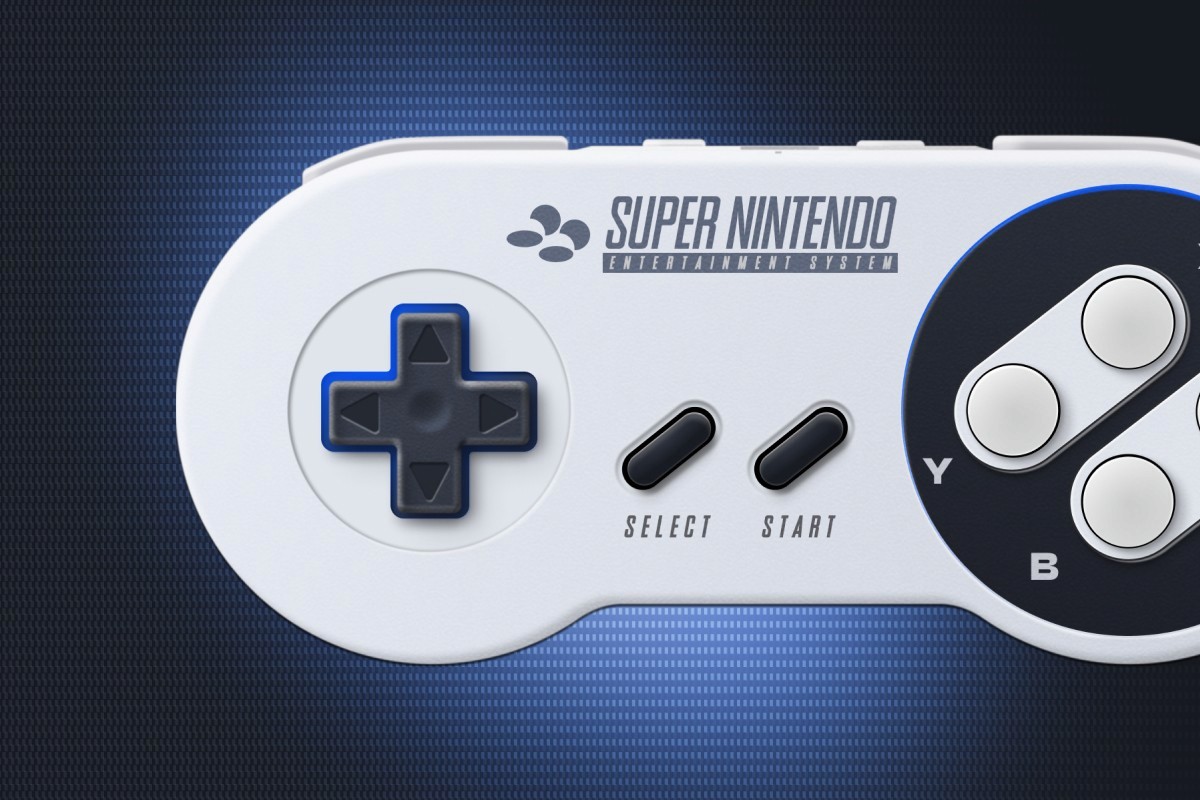 Image of a super nintendo controller styled like a ps5 controller