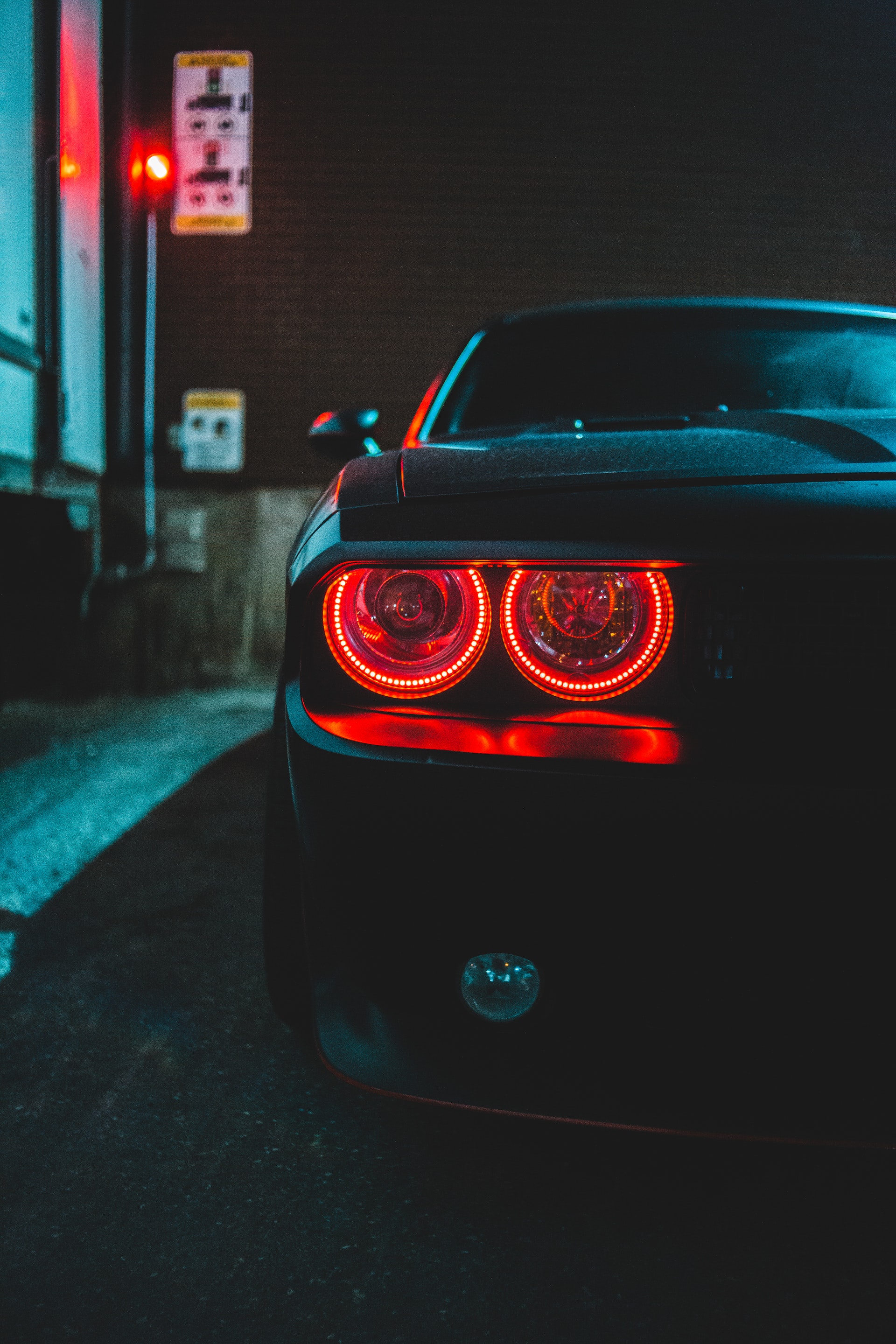 Rear lights of a sports car